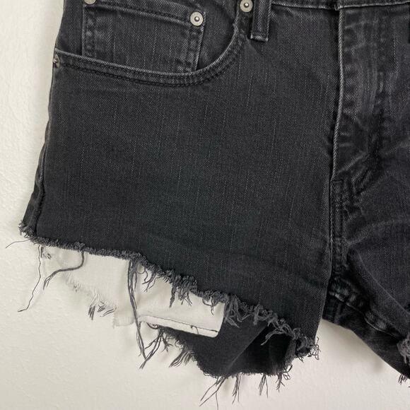 Levi's | 559 Black Denim Custom Cut Off Frayed High Rise Shortie Jean Shorts - Picture 3 of 8